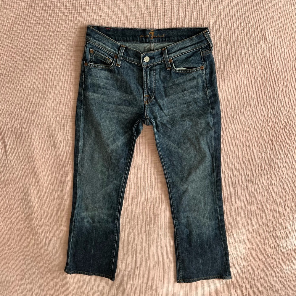 Women’s 7 For All Mankind Boot Cut Blue Denim Jeans EUC 28” waist